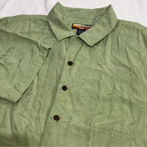 Havana Jack’s Cafe Silk Hawaiian Shirt Mens XL Green Short Sleeve Tropical